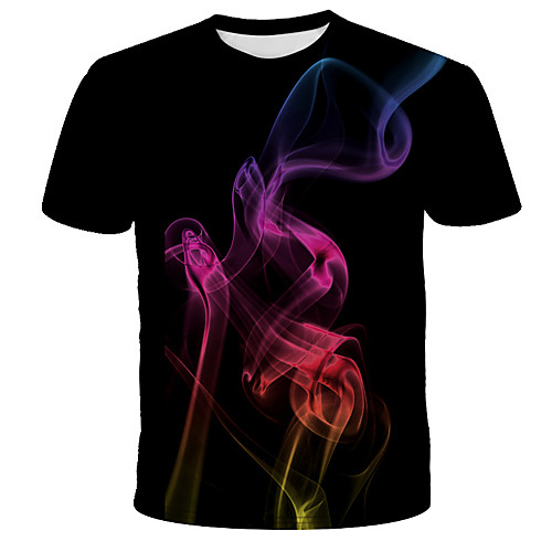 

Men's Daily Holiday Street chic / Exaggerated T-shirt - 3D / Tie Dye / Animal Wolf, Print Rainbow
