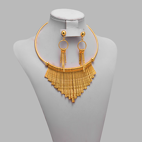 

Women's Jewelry Set Classic Tassel Trendy Ethnic Fashion Gold Plated Earrings Jewelry Gold For Christmas Wedding Gift Street Festival 1 set