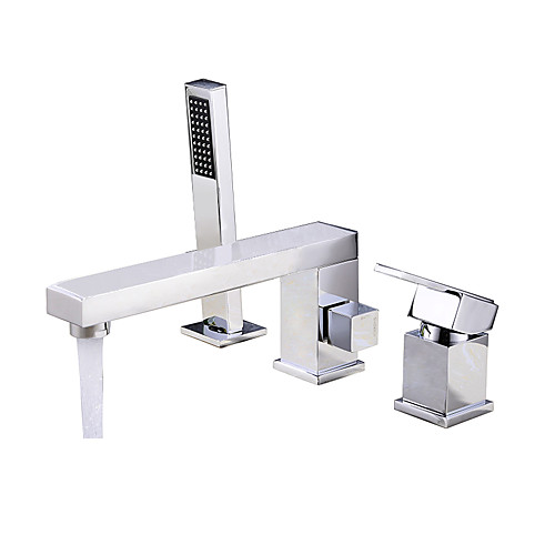 

Bathtub Faucet - Contemporary Chrome Roman Tub Ceramic Valve Bath Shower Mixer Taps