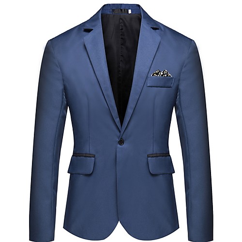 

Men's Blazer Notch Lapel Polyester Blushing Pink / Red / Royal Blue