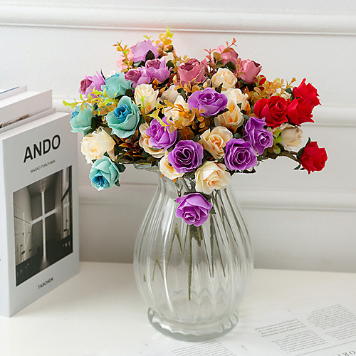 

Artificial Fake Flower Living Room Decoration Wedding Rose Wedding Set Decoration Flower Simulation Two-Color Ros