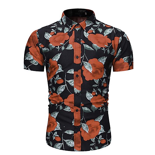 

Men's Daily Tropical Shirt - Floral / Geometric / Graphic Rose, Print White
