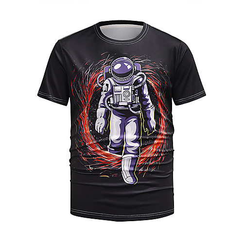 

Men's Galaxy 3D Black Print T-shirt Basic Daily Weekend Round Neck Black