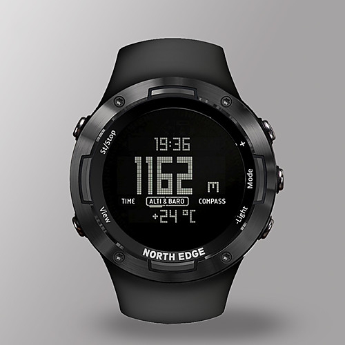 

NORTH EDGE Unisex Military Watch Japanese Automatic self-winding Modern Style Sporty Rubber Black 50 m Water Resistant / Waterproof Thermometer LED Light Digital Casual Outdoor - Black One Year