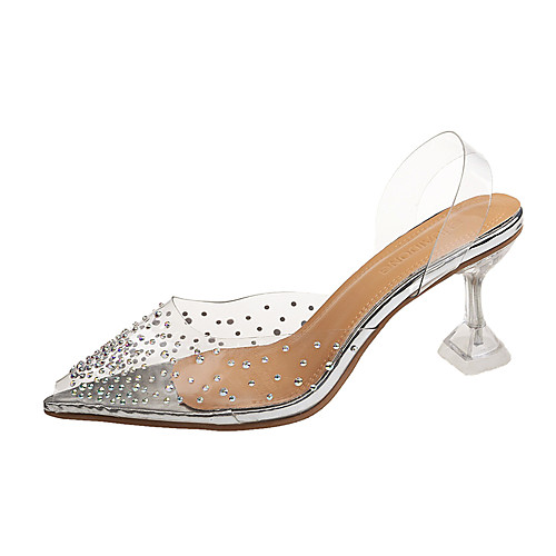 

Women's Heels Crystal Heel Open Toe Rhinestone / Crystal / Sparkling Glitter PU Sweet / Minimalism Walking Shoes Spring & Summer / Fall & Winter Clear / Party & Evening