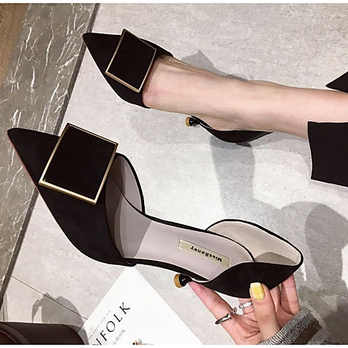 

Women's Heels Stiletto Heel Pointed Toe Suede Summer Black / Gray