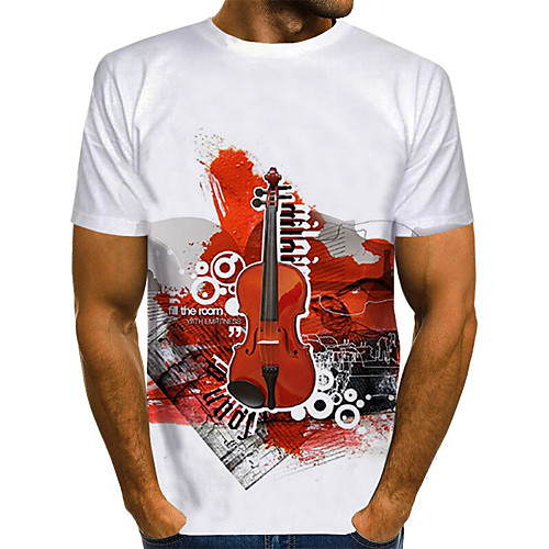 

Men's Daily Holiday Street chic / Exaggerated T-shirt - Color Block / 3D / Abstract Print White