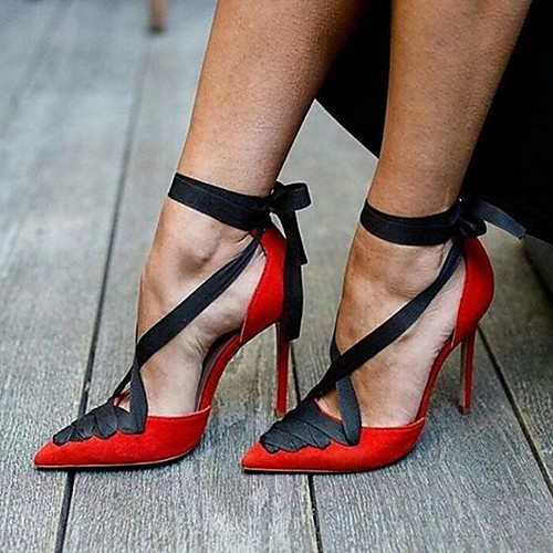 

Women's Heels Stiletto Heel Pointed Toe Suede Summer Red / Black