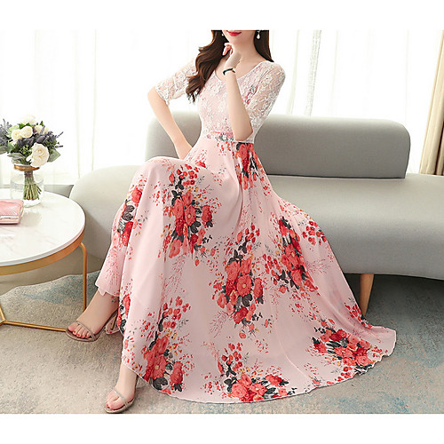 

Women's Yellow Blushing Pink Dress Swing Print M L