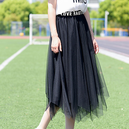 

Women's Dress / Going out Active / Street chic A Line / Swing Skirts - Solid Colored Tulle Black One-Size