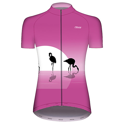 

21Grams Women's Short Sleeve Cycling Jersey Pink Flamingo Animal Bike Jersey Top Mountain Bike MTB Road Bike Cycling UV Resistant Breathable Quick Dry Sports Clothing Apparel / Stretchy / Race Fit