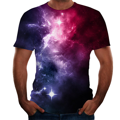 

Men's Daily Basic T-shirt - Color Block / 3D Print Purple