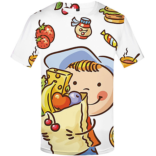 

Men's Daily Sports Basic / Street chic T-shirt - 3D / Animal / Cartoon Print White