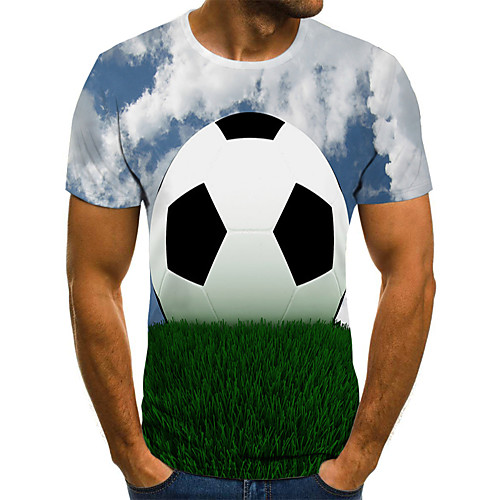 

Men's Plus Size Geometric Color Block Print T-shirt Street chic Exaggerated Holiday Going out Round Neck Rainbow / Short Sleeve