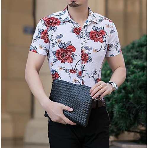 

Men's Daily Weekend Basic / Elegant Shirt - Floral / 3D Red