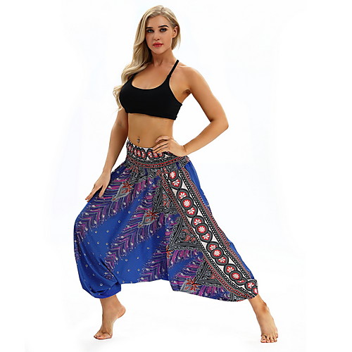 

Women's Basic Bloomers Pants - Print Red Blue Royal Blue One-Size