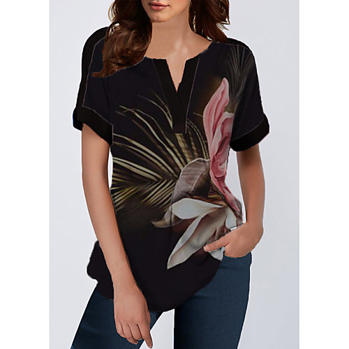 

Women's Daily T-shirt - Floral Black