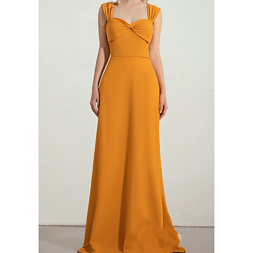 

A-Line Scoop Neck Floor Length Chiffon Bridesmaid Dress with Ruching / Bandage