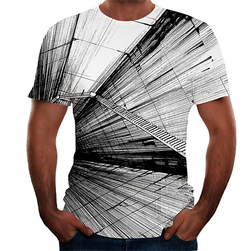 

Men's Daily Basic T-shirt - Color Block / 3D Print Black