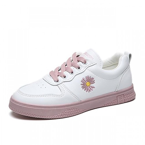 

Women's Sneakers 2020 Flat Heel Round Toe PU / Elastic Fabric Sweet / Preppy Spring & Fall / Spring & Summer Pink / Gray