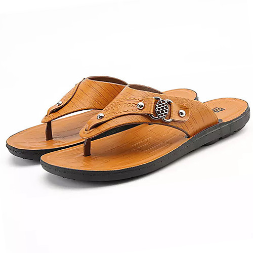 

Men's PU Summer Casual Slippers & Flip-Flops Non-slipping Yellow / Brown