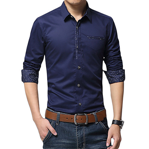 

Men's Daily Work Business / Basic Shirt - Solid Colored Royal Blue