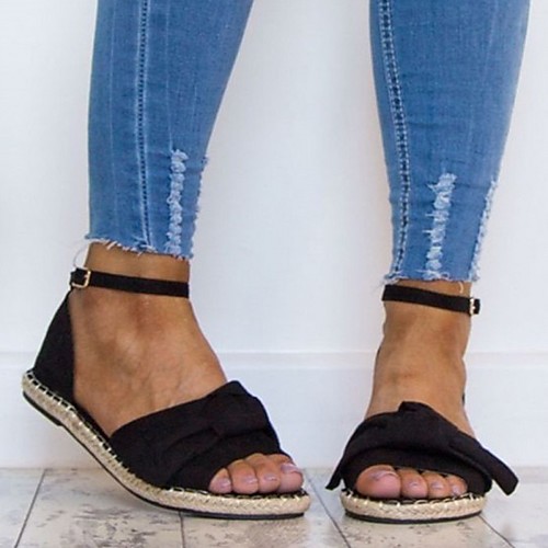 

Women's Sandals Flat Sandal Summer Flat Heel Peep Toe Daily PU Black / Gray / Light Pink