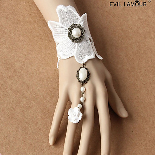 

Women's Chain Bracelet Link / Chain Flower Shape Fashion Folk Style Lace Bracelet Jewelry White For Wedding Party Daily Holiday Festival
