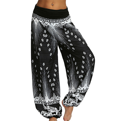

Women's Basic Bloomers Pants - Print Black White Blue S M L