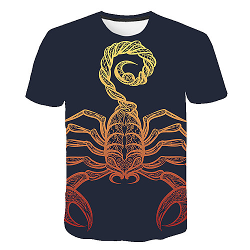 

Men's Daily Going out Vintage T-shirt - Geometric / 3D / Animal Print Navy Blue