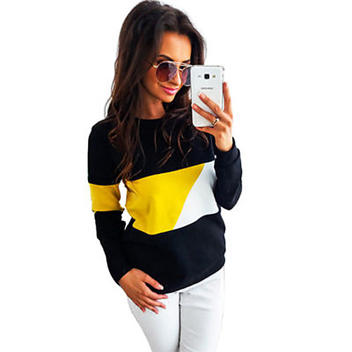 

Women's Basic Sweatshirt - Striped / Color Block Blue S