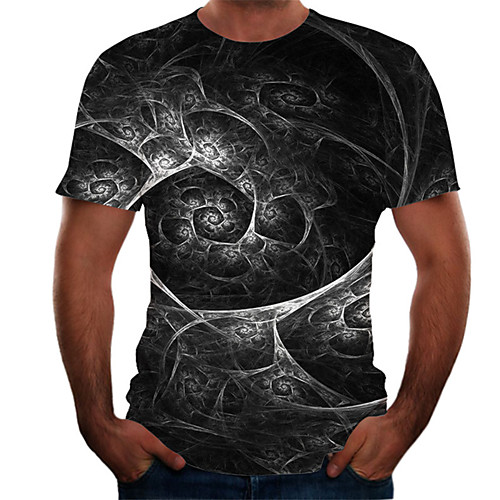 

Men's Daily Basic T-shirt - Color Block / 3D Print Dark Gray