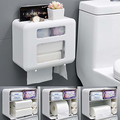 

Toilet Paper Holder Waterproof Wall Mounted for Toilet Paper Tray Roll Paper Tube Storage Box Tray Tissue Box Shelf Bathroom