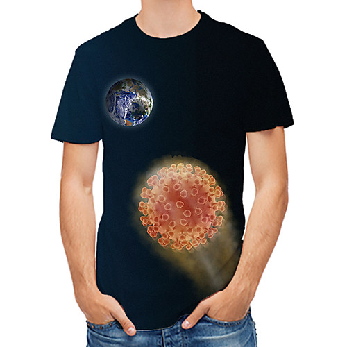 

Men's Daily Club Rock / Street chic T-shirt - Color Block / 3D / Abstract Print Navy Blue