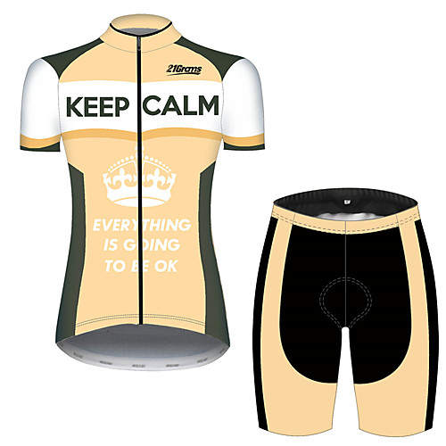 

21Grams Women's Short Sleeve Cycling Jersey with Shorts OrangeWhite Stripes Novelty Crown Bike Clothing Suit Breathable Quick Dry Ultraviolet Resistant Sweat-wicking Sports Stripes Mountain Bike MTB