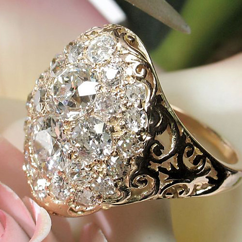 

Women's Ring Belle Ring AAA Cubic Zirconia 1pc Yellow Copper Gold Plated Irregular Statement Luxury Party Evening Gift Jewelry Geometrical Wearable