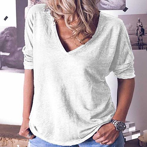 

New 2020 Women's Daily Solid Short Sleeve V-neck T-shirt