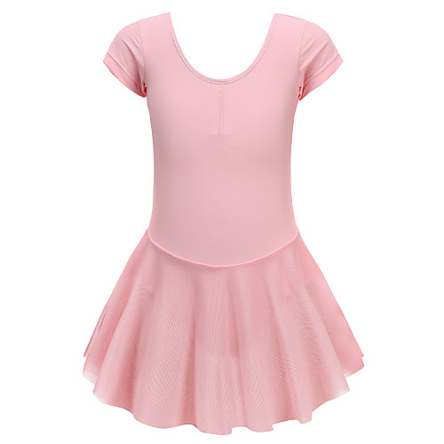

Rhythmic Gymnastics Leotards Girls' Kids Skirt Spandex Stretchy Handmade Short Sleeve Training Ballet Dance Rhythmic Gymnastics Athletic Light Pink
