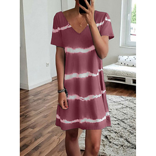 

Women's Wine Purple Dress Shift Striped S M