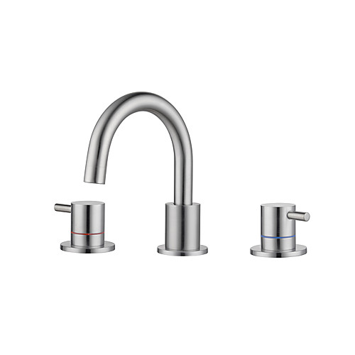 

Bathroom Sink Faucet - Nickel Brushed Finish Dual Handles Three Holes Basin Sink Mixer Tap Lavatory Faucet