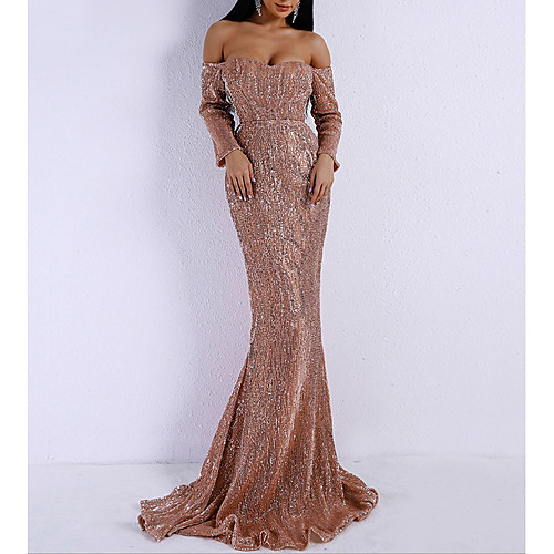 

Mermaid / Trumpet Off Shoulder Sweep / Brush Train Polyester Elegant / Sparkle Party Wear / Formal Evening Dress with Sequin 2020