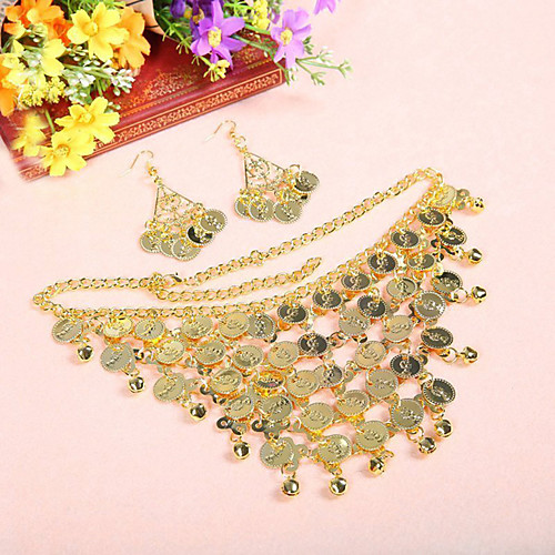 

Women's Dancer Belly Dance Masquerade Oriental Alloy Golden Necklace Earring
