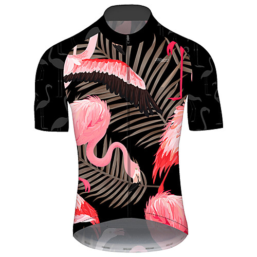 

21Grams Men's Short Sleeve Cycling Jersey Pink Flamingo Floral Botanical Bike Jersey Top Mountain Bike MTB Road Bike Cycling UV Resistant Breathable Quick Dry Sports Clothing Apparel / Stretchy