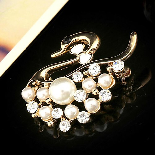 

Women's Cubic Zirconia Brooches Classic Swan Stylish Simple Classic Brooch Jewelry Gold For Party Gift Daily Work Festival