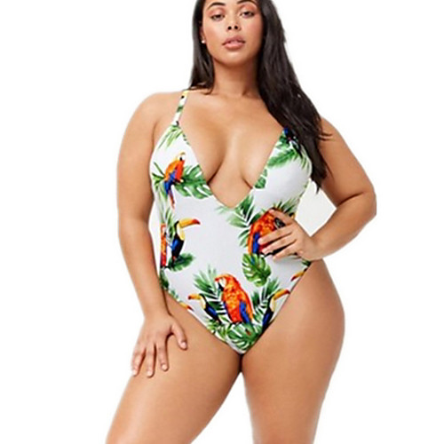 

Women's Green Blue White Bikini Swimwear Swimsuit - Geometric XL XXL XXXL Green
