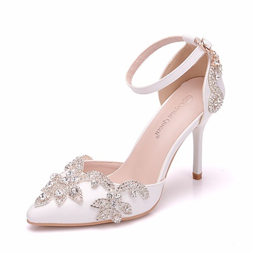 

Women's Wedding Shoes Stiletto Heel Pointed Toe Rhinestone / Imitation Pearl / Buckle PU Sweet / Minimalism Spring & Fall / Summer White / Party & Evening