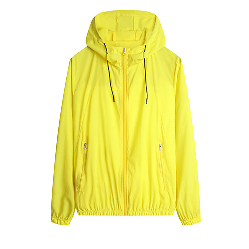 

Men's Daily / Sports Basic Spring & Fall / Spring & Summer Regular Jacket, Solid Colored Hooded Long Sleeve Nylon Print Yellow / Blue / White