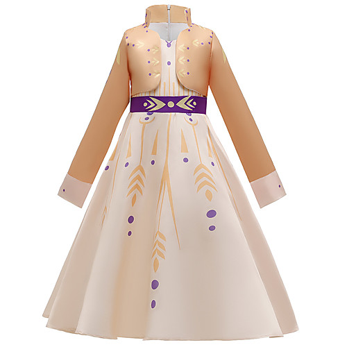 

Princess Elsa Anna Dress Flower Girl Dress Girls' Movie Cosplay A-Line Slip Halloween Christmas Beige Dress Christmas Halloween