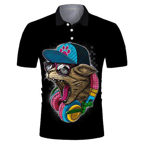 

Men's Club Weekend Rock / Exaggerated Polo - Color Block / 3D / Animal Orangutan / Fantastic Beasts, Print Black