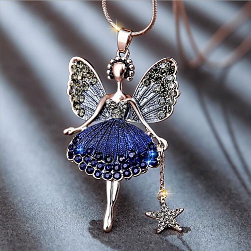 

Women's Blue Gray Cubic Zirconia Long Necklace Classic Owl Simple Classic Fashion Chrome Light Green Blue 80 cm Necklace Jewelry 1pc For Gift Daily Festival